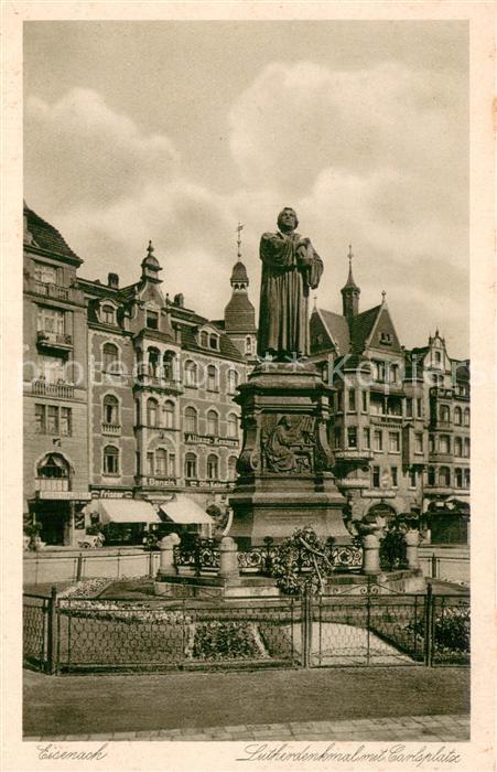 Eisenach Thueringen Lutherdenkmal und Carlsplatz Kupfertiefdruck