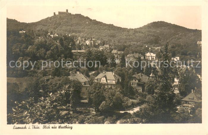 Eisenach Thueringen Panorama Blick zur Wartburg