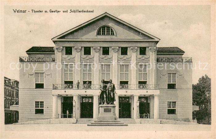 Weimar  Thueringen Theater mit Goethe- und Schillerdenkmal