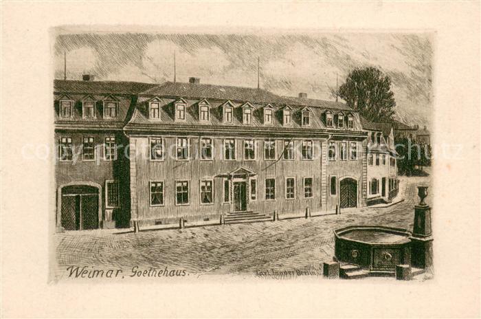 Weimar  Thueringen Goethehaus Radierung von Carl Jander Signatur Kuenstlerkarte