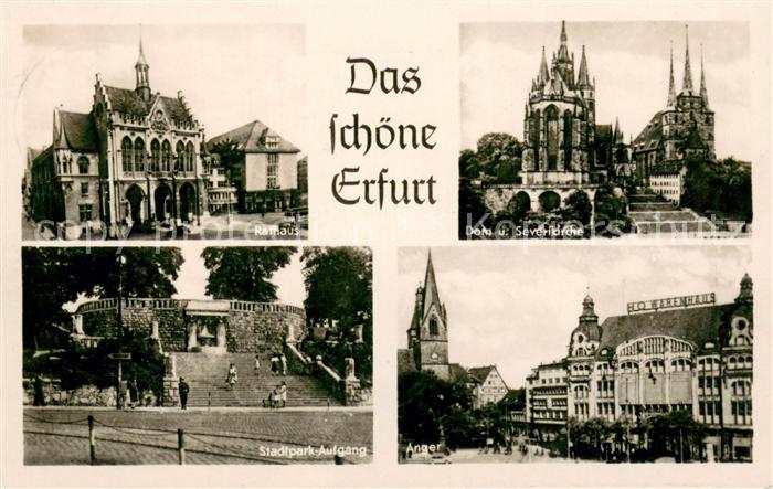 ERFURT  CITY Rathaus Dom Severikirche Stadtpark Anger HO Warenhaus