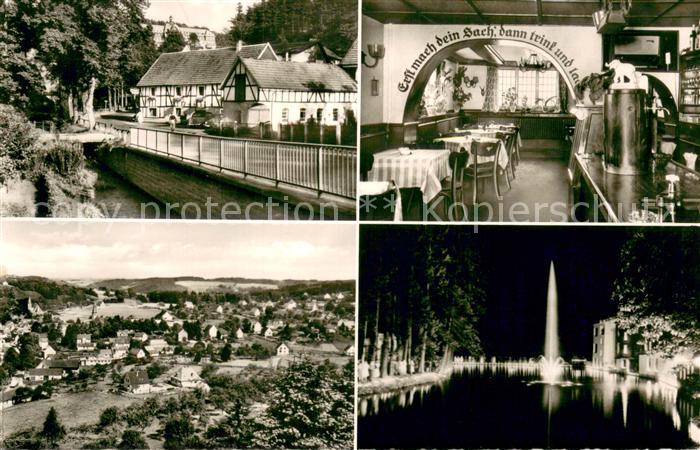 Bruechermuehle Cafe Restaurant Zum Felsenkeller Gastraum Fontaene Panorama