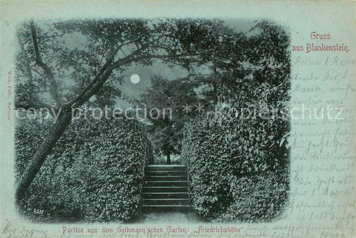 Blankenstein Ruhr Partie aus dem Gethmann'schen Garten Friedrichshoehe im Mondsc