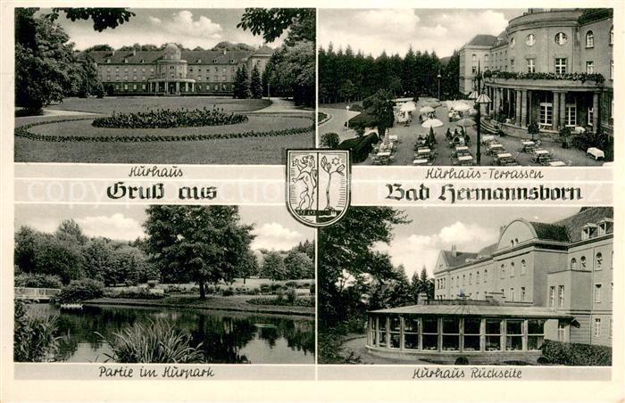 Bad Hermannsborn Kurhaus Kurhaus Terrassen Partie im Kurpark Kurhaus Rueckseite