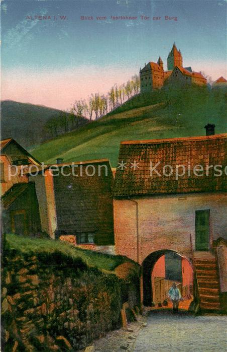 Altena Lenne Blick vom Iserlohner Tor zur Burg