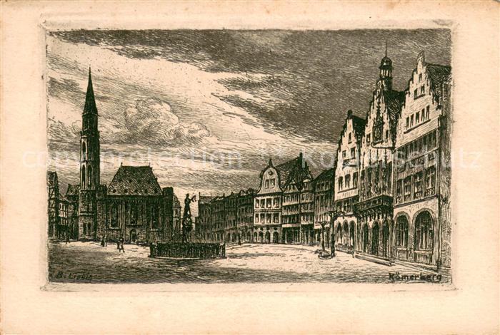 Frankfurt Main Roemerberg Zeichnung