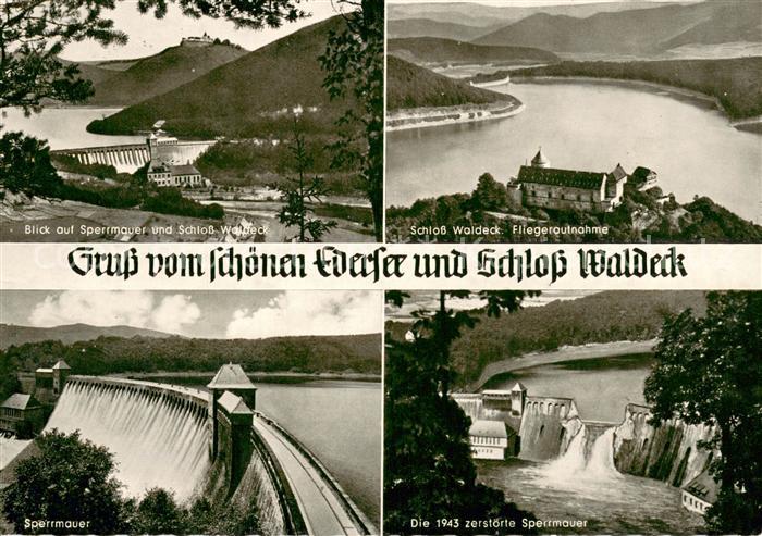 Waldeck Edersee Sperrmauer Schloss Waldeck Zerstoerte Sperrmauer 1945