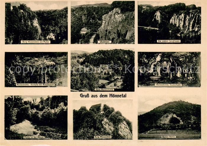 Binolen Burg Klusenstein Uhufelsen Die sieben Jungfrauen Reckenhoehle Haus Zaube