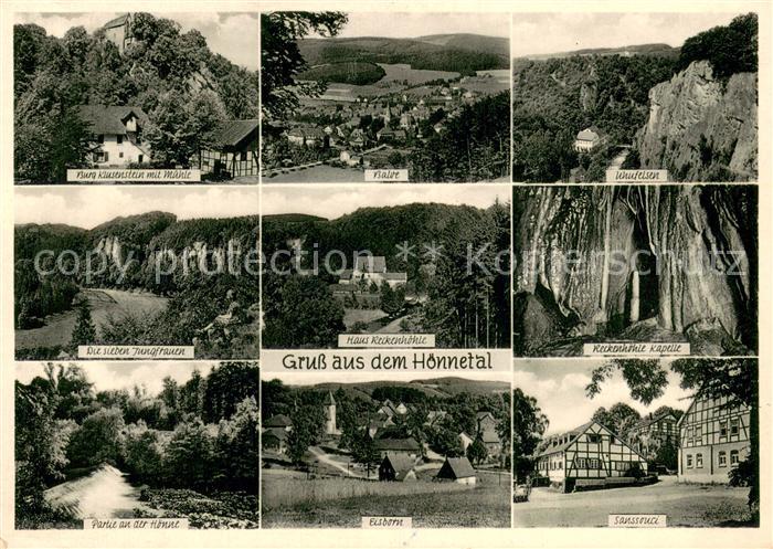 Binolen Burg Klustenstein Balve Uhufelsen Die sieben Jungfrauen Haus Reckenhoehl