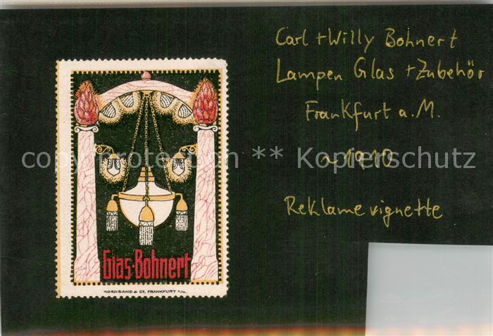 Frankfurt Main Glas Bohnert Reklamevignette