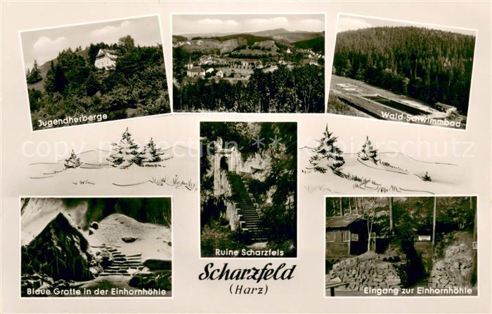 Scharzfeld Jugendherberge Wald Schwimmbad Blaue Grotte in der Einhornhoehle Eing