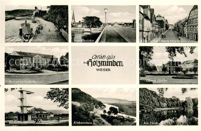 Holzminden Weser Dampferanlegestelle Weserbruecke Obere Strasse Baugewerkschule