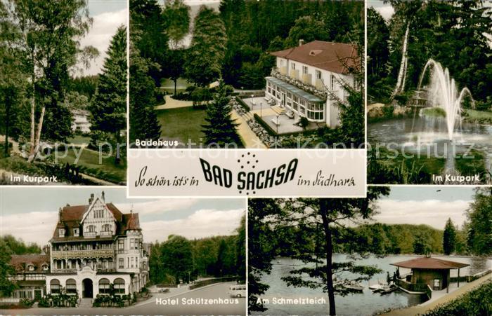 Bad Sachsa Harz Kurpark Badehaus Fontaene Hotel Schuetzenhaus Am Schmelzteich