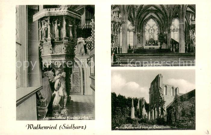 Walkenried Kanzel der Klosterkirche Kapittelsaal Kirche Mittelruine und Hoher Ch