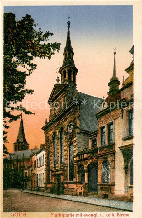 Goch Marktpartie mit ev und kath Kirche