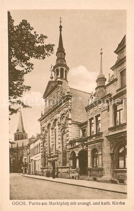 Goch Partie am Marktplatz mit ev und kath Kirche