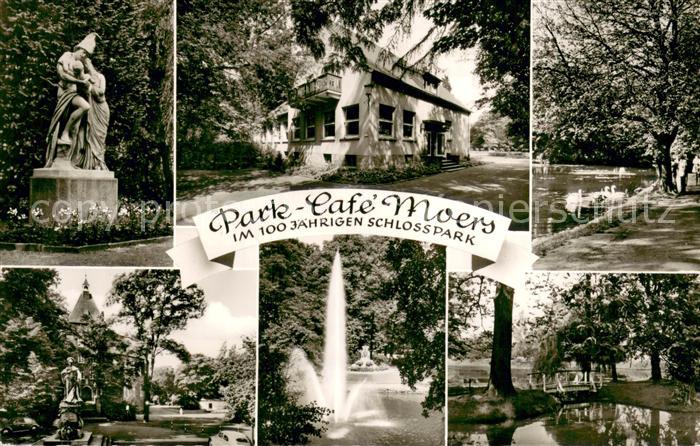 Moers Moers Park Cafe im Schlosspark Statue Gondelteich Wasserspiele