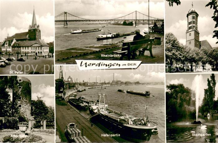 Uerdingen Krefeld St Peter Rheinbruecke St Heinrich Alter Turm Hafenpartie Stadt
