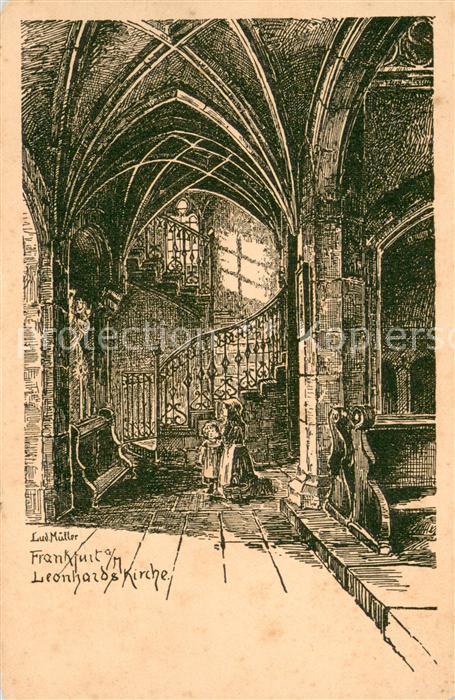 Frankfurt Main Leonhardskirche Zeichnung