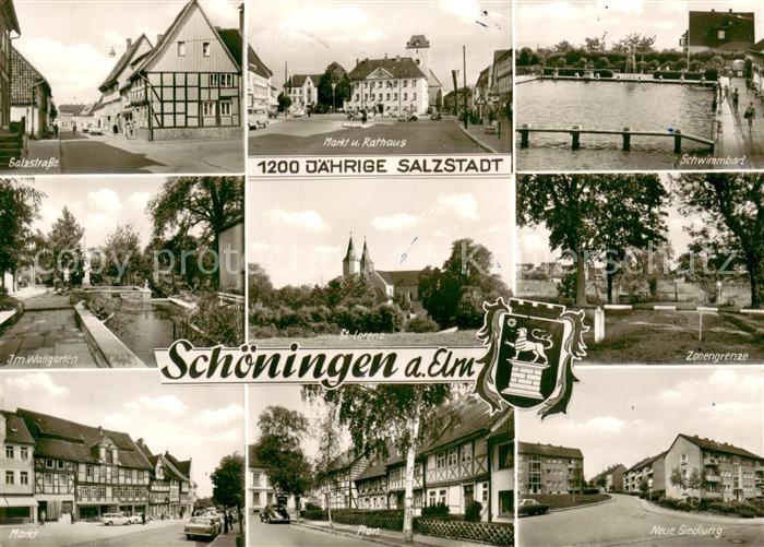 Schoeningen Salzstrasse Markt Rathaus Schwimmbad Im Wallgarten St Lorenz Zonengr