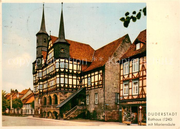 Duderstadt Niedersachsen Rathaus mit Mariensaeule