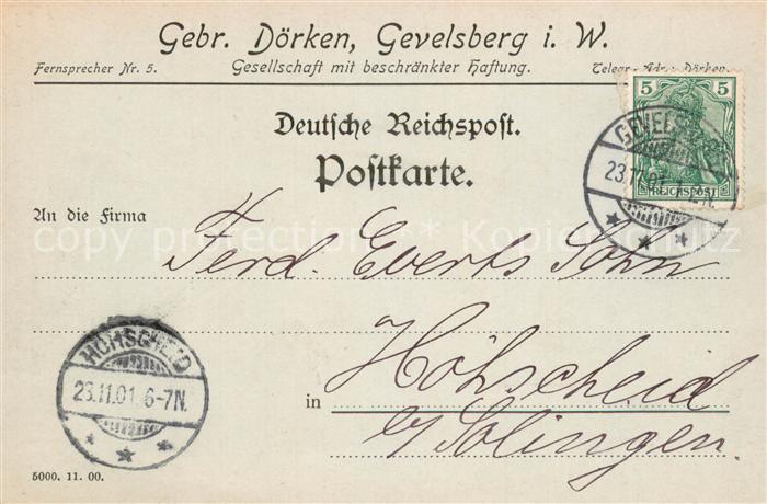 Gevelsberg Bestell Postkarte der Gebr Doerken GmbH