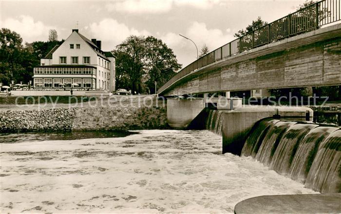Bad Oeynhausen Sielterrassen an der Werra mit neuer Sielbruecke