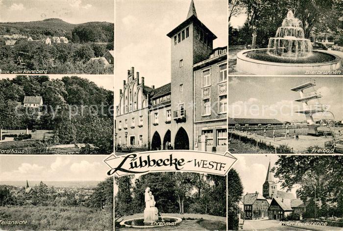 Luebbecke Westfalen Reineberg Forsthaus Panorama Ehrenmal Rathaus Freibad Bierbr
