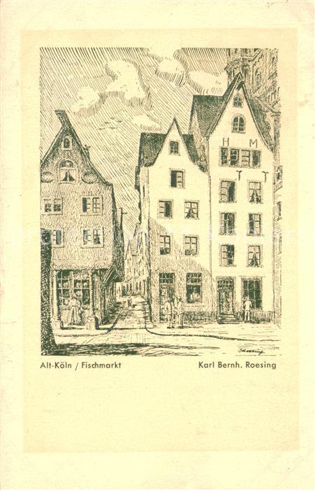 Koeln Rhein Fischmarkt Zeichnung