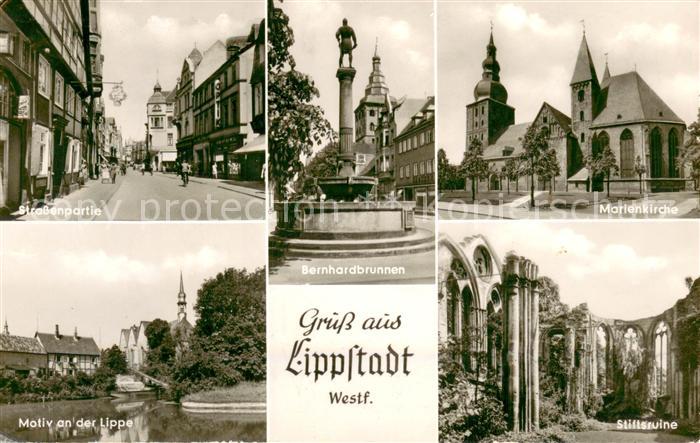 Lippstadt Strassenpartie Bernhardbrunnen Marienkirche Lippepartie Stiftsruine