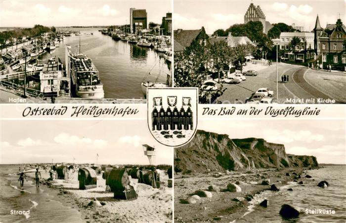 Heiligenhafen Ostseebad Hafen Markt mit Kirche Strand Steilkueste