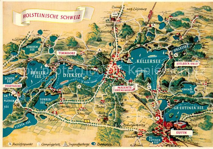 Malente-Gremsmuehlen Panoramakarte Holsteinische Schweiz