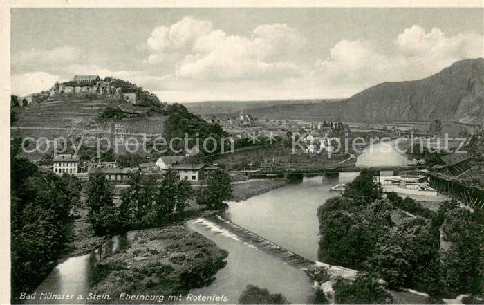 Bad Muenster Stein Ebernburg Panorama Nahetal Burg Ebenburg mit Rotenfels