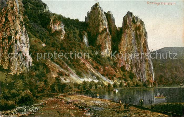 Bad Muenster Stein Ebernburg Uferpartie an der Nahe mit Rheingrafenstein