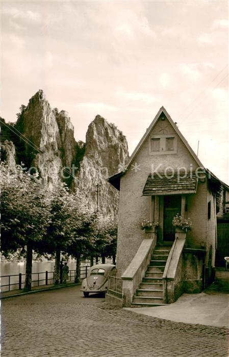 Bad Muenster Stein Ebernburg Altes Fischerhaus mit Rheingrafenstein