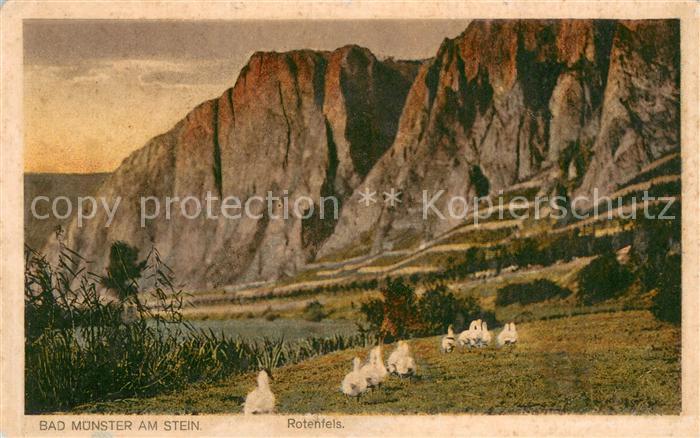 Bad Muenster Stein Ebernburg Uferpartie an der Nahe Rotenfels