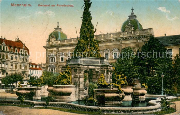 MANNHEIM BW Denkmal am Paradeplatz Stempel Reserve-Lazarett