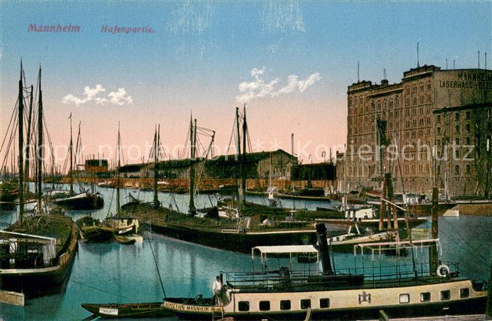 MANNHEIM BW Hafenpartie Rheinschifffahrt im Vordergrund Schiff Inspection Mannhe