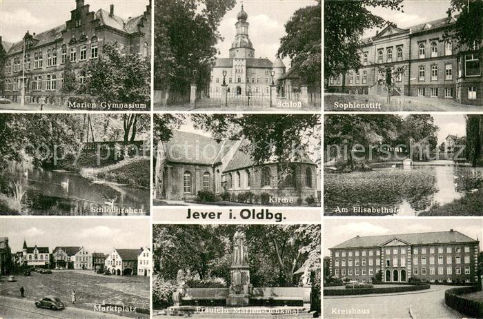 Jever Gymnasium Schloss Sophienstift Schlossgraben Kirche Schwanenteich Marktpla