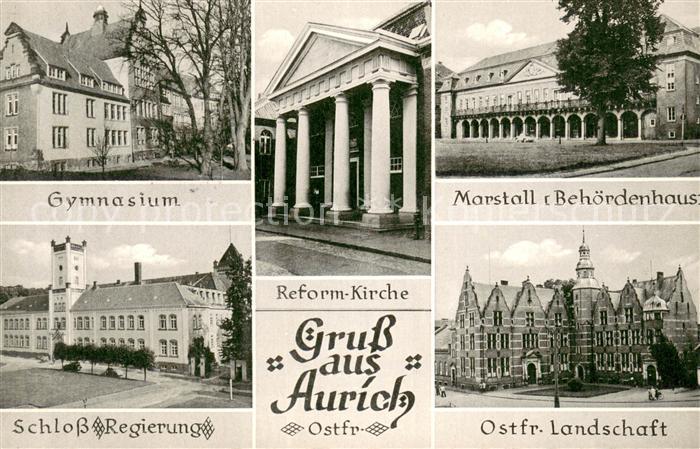 Aurich Ostfriesland Gymnasium Kirche Marstall Behoerdenhaus Schloss Regierung Os