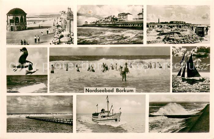 BORKUM Nordseebad Niedersachsen Strandpromenade Badespass Segeln Mole Schiff Bra