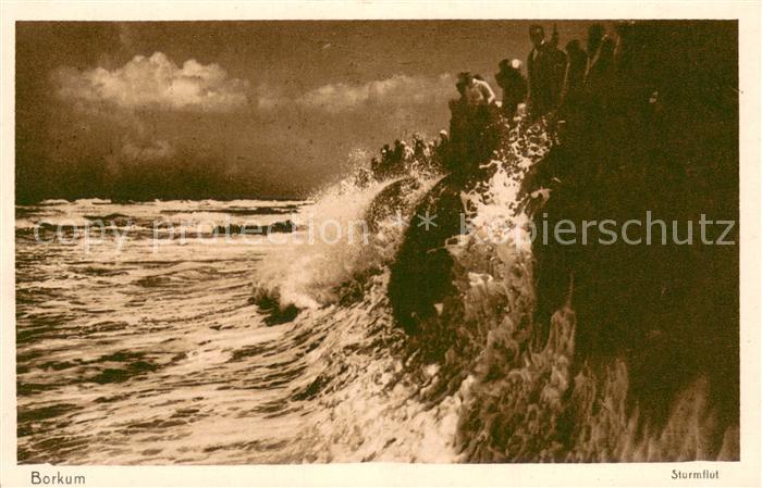 BORKUM Nordseebad Niedersachsen Sturmflut Nordseebad Kupfertiefdruck