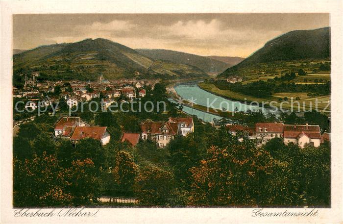 Eberbach Neckar Gesamtansicht Neckartal