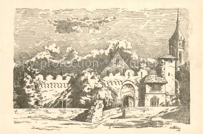 Handschuhsheim Jugendherberge fuer Maedchen Tiefburg Kuenstlerkarte