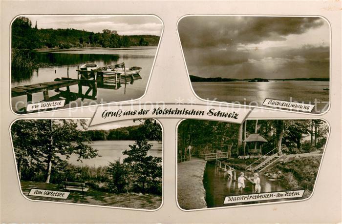 Malente-Gremsmuehlen Partien am Ukleisee Anleger Wassertretbecken Abendstimmung