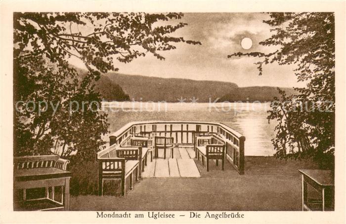 Sielbeck Holsteinische Schweiz Mondnacht am Ugleisee Angelbruecke