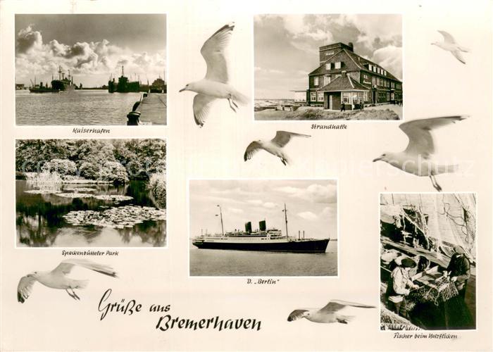 Bremerhaven Kaiserhafen Strandhalle Park Dampfer Berlin Fischer Moewen