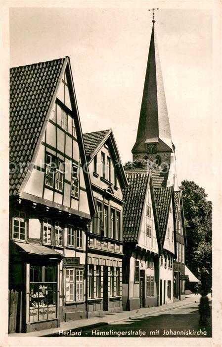 Herford Haemelingerstrasse mit Johanniskirche Fachwerk