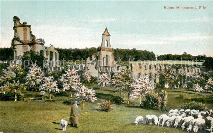 Grosslittgen Ruine Himmerod Schaefer Herde und Hund