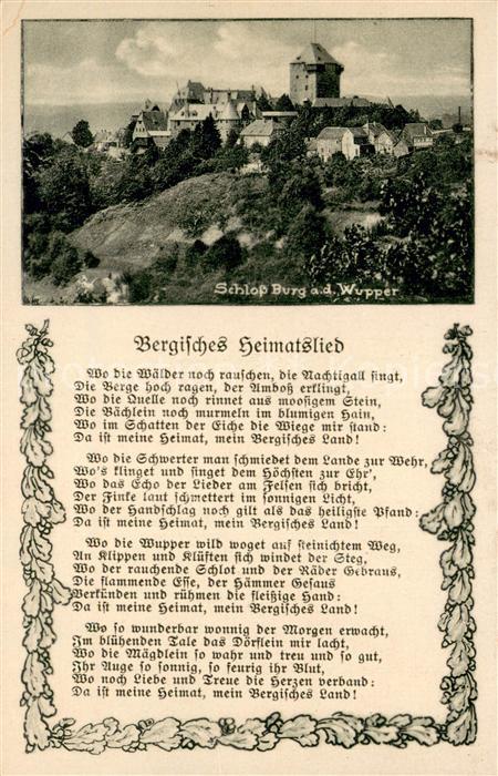 Schloss Burg Wupper Gesamtansicht Bergisches Heimatlied